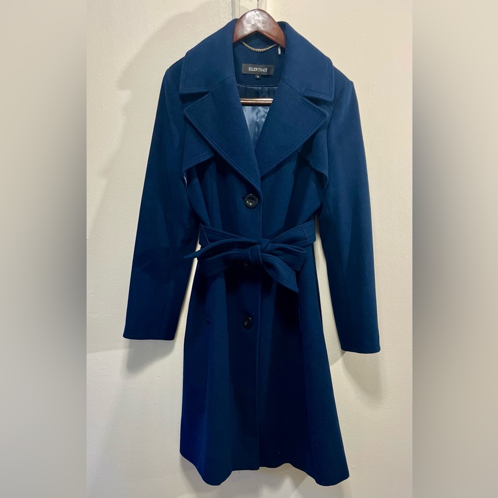 Navy Wool Coat by Ellen Tracy
